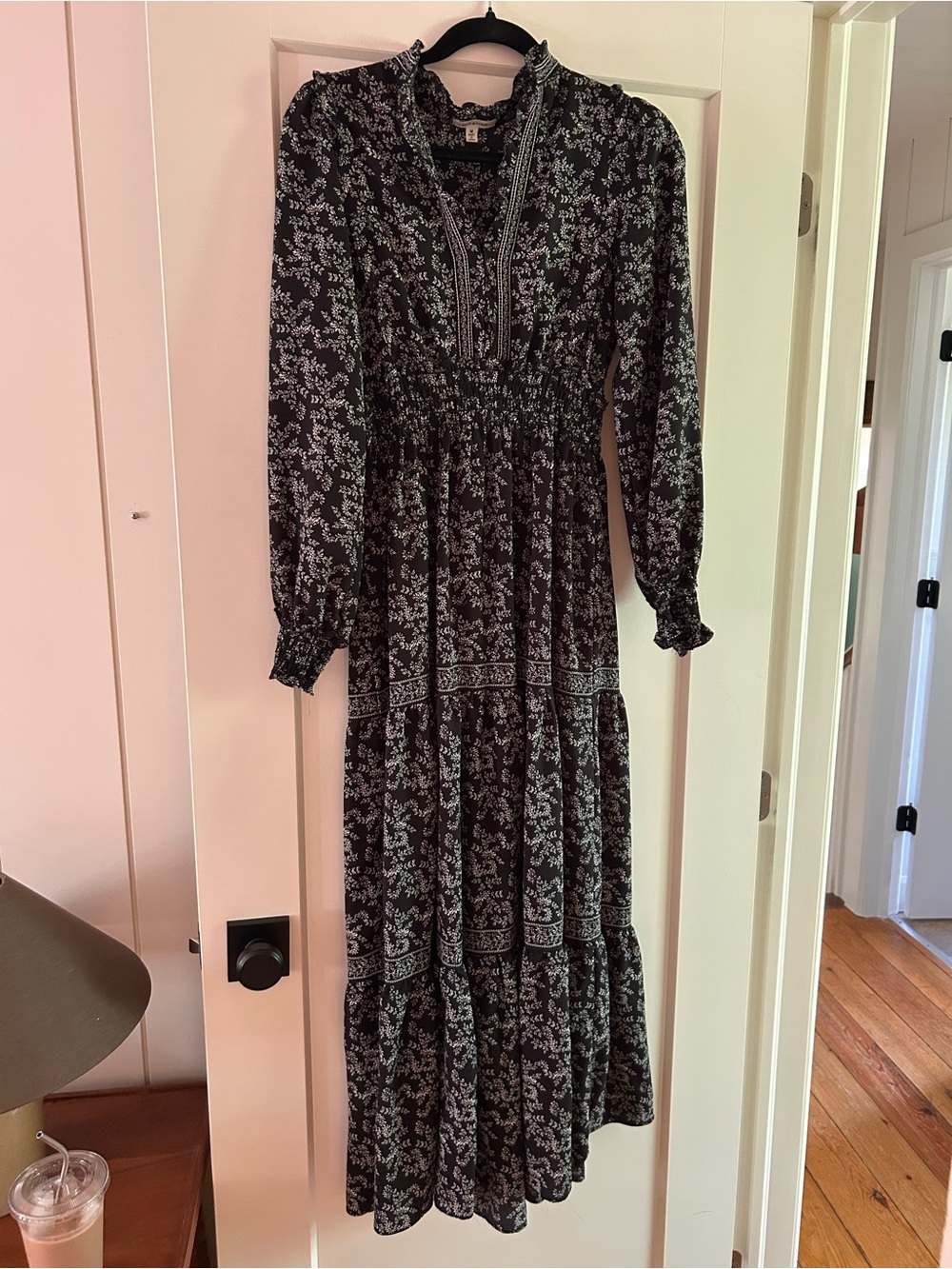 Max Studio Black Floral Print Maxi Dress
